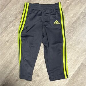Adidas Kids Gray Track Pants with Yellow Stripes